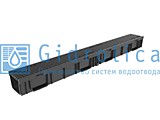 Комплект Gidrolica Light: лоток водоотводный ЛВ- 10х11,5х9,5, с пластиковой решеткой